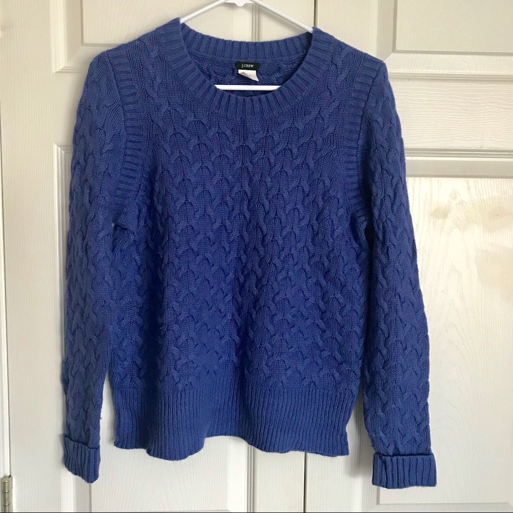 J.crew honeycomb cable wool blend sweater blue L